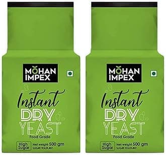 Mohan Impex Instant Dry Yeast 500g [Pack of 2] | Fast-Acting Yeast for Bread, Pizza Dough & Baking | Quick Rise, Gluten-Free, Easy-to-Use Powder for Perfect Results