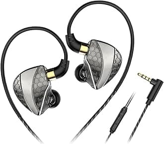 QKZ-Hi6T in Ear Monitor Headphones, Wired Earbuds Stereo Bass, HiFi IEM Earphone, Wired Gaming Earbuds, Without Detachable Cables (with mic, QKZ-Hi6T Black)