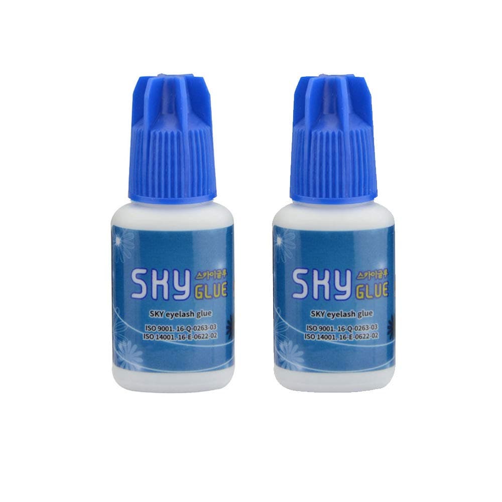 Super Strong Eyelash Extension Glue SKY S+ 5ml 2 PACK - 3-4s Professional Black Bonding Adhesive for Long Lasting Semi Permanent Individual Lash Extensions