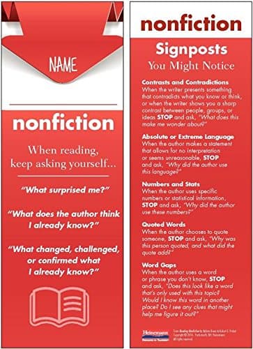 Reading Nonfiction Student Bookmarks: 30-Pack (Notice & Note Series)