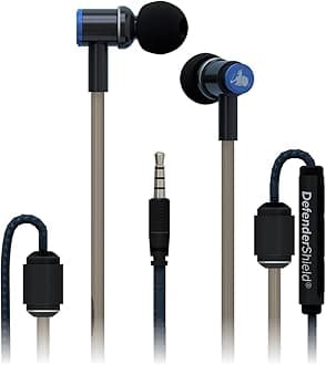 DefenderShield EMF Free Headphones - Universal Anti-Radiation Air Tube Wired Stereo Headset with Microphone & Volume Control - Works with iPhone