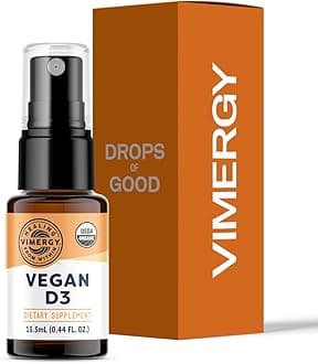 Vimergy USDA Organic Vegan Vitamin D3 Extract, 96 Servings – Supports Strong Bones & Healthy Immune System – Alcohol Free Liquid Vitamin D3 Drops - Gluten-Free, Non-GMO, Kosher, Vegan & Paleo (15 ml)