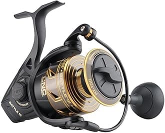 Battle III Spinning Reel - Rugged, Saltwater Spin Reel for Lure and Bait Fishing - Bass, Pollack, Cod, Mackerel, Wrasse, Black/Gold