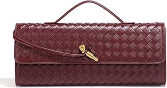 Women's Handmade Woven Evening Bag Leather Shoulder Clutch Handbag Fashion Crossbody Purse
