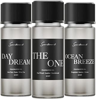 Scentiment Hotel Diffuser Oil Discovery Kit | Inspired by Five-Star & Luxury Hotel Scents | Aromatherapy Oils with Notes of Cardamom, Tuscan Leather, and Sandalwood (20ml, Top 3 Scents)