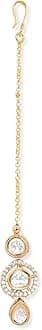 Rubans 22K Gold Plated White Kundan & Cubic Zirconia Studded Delicate Maangtikka Elegant Traditional Jewellery for Women & Girls