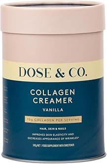 Dose & Co Vanilla Collagen Creamer – 340g | VERISOL® Hydrolysed Collagen for Skin, Hair & Nails | 13g Protein per Serving | Smooth Coffee Creamer | Gluten Free, Non-GMO
