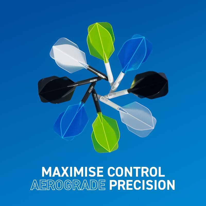 - Darts – Nitro Flite Integrated Flight & Shaft System – No.2 Shape and Design - Available in Short, Intermediate & Medium - Available in Variety of Colours - Professional Darts Accessories