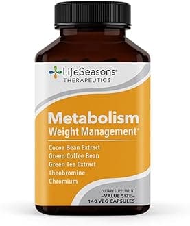 Metabolism - Weight Control Support & Energy Boosting Supplement - Natural Appetite Suppressant - Curbs Cravings - Green Tea, Coffee Bean, Chromium, Cacao & Theobromine - 140 Capsules