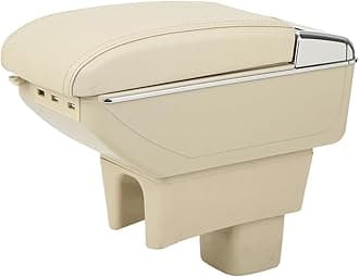 Car Center Console Armrest Storage Box Compatible with Suzuki Swift 2005 2006 2007 2008 2009 2010 2011 2012 2013 2014 2015 2016 2017 2018 2019 2020 2021 2022 2023 (Beige with 7USB)