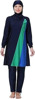 FYMNSIWomen Modest Muslim Swimsuits Plus Size Full Body Islamic Burkini Hijab 3 Piece Long Sleeve Rash Guard Skirt Swimwear