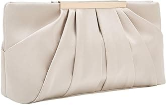 CHARMING TAILOR Clutch Evening Bag Elegant Pleated Satin Formal Handbag Simple Classy Purse for Women, Champagne, M
