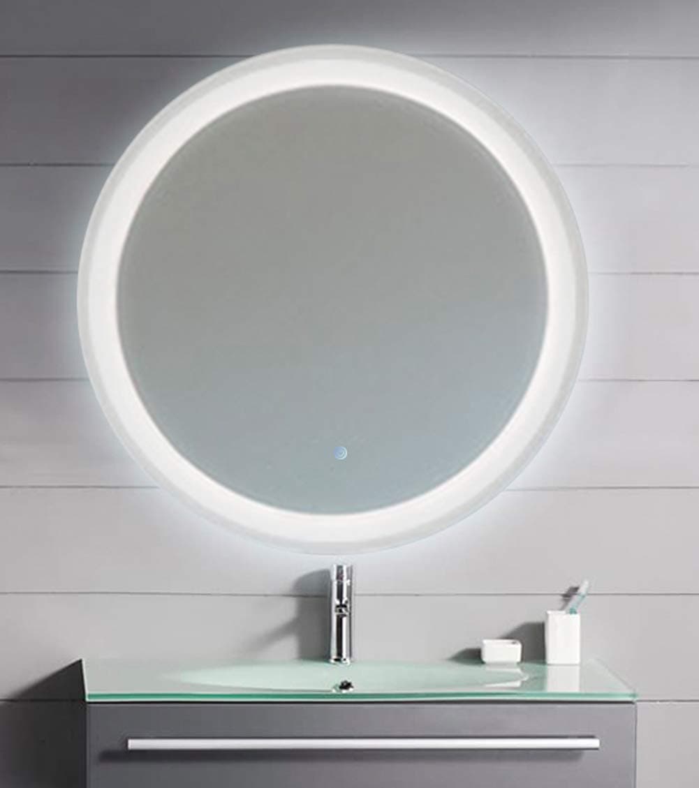 Grail 26" LED Mirror Round Wall Mount Lighted Mirror Bathroom Bedroom Home Furniture Illuminated Vanity Make Up Lamp Wall Mounted Mirror with Touch Button (26 Inches)