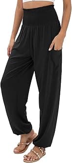 Women's Harem Pants, High Waist Yoga Boho Trousers with Pockets
