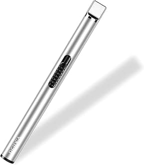 REIDEA Candle Lighter, Electronic Arc Lighter with Safety Button, USB Rechargeable Lighter for Camping, Barbecues, Fireworks and More (Silver)