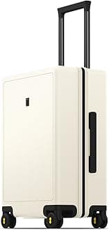 Carry on Suitcase for Women Men, Carry-on Luggage Airline Approved, Travel Bag with Spinner Wheels, Lightweight Luminous Textured Hard Shell, Tsa Lock, 20 Inch, Cream White