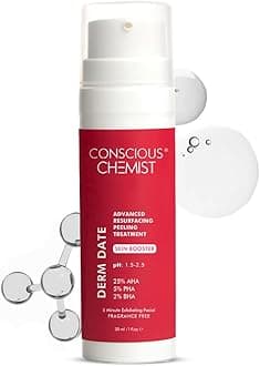 Conscious Chemist® 25% AHA, 2% BHA, 5% PHA Peeling Solution | 30ml | Advanced Resurfacing AHA BHA Peeling Solution, Anti Aging Serum, Exfoliating Face Serum for Men & Women - Derm Date
