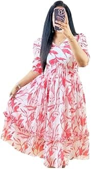 MEERA FABPure Women's Cotton Anarkali Floral Printed Regular Kurta For Women