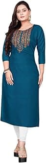 GenericRaghav Silk Cotton Blend Straight Embroidery Kurti for Women