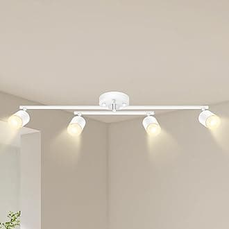 BoostArea 4 Light Track Lighting Kit, White 4 Way Ceiling Spot Lighting, Center Swivel Track Light Heads, Flexibly Rotatable Light Head for Kitchen, Living Room, Bedroom, GU10 Bulb Not Included