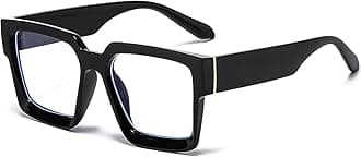 LJCZKA Oversized Blue Light Blocking Glasses for Women Men Big Square Thick Frame Chunky Computer Anti Glare Eyeglasses