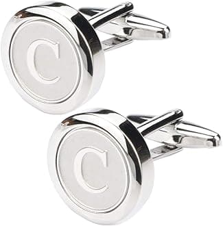 Mens Classic Stainless Steel Initial Cufflinks 26 Alphabet Initial Letter Cufflinks Business Wedding Shirts A-Z