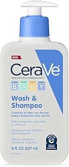 CeraVe Baby Wash and Shampoo 8 oz with Essential Ceramides and Vitamins for Gently Cleansing Baby's Skin and Hair