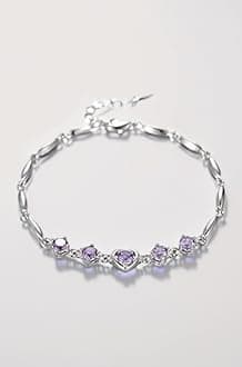 Rose Gold And Silver Plated Heart Shape Bracelet For Women (white,Purple)