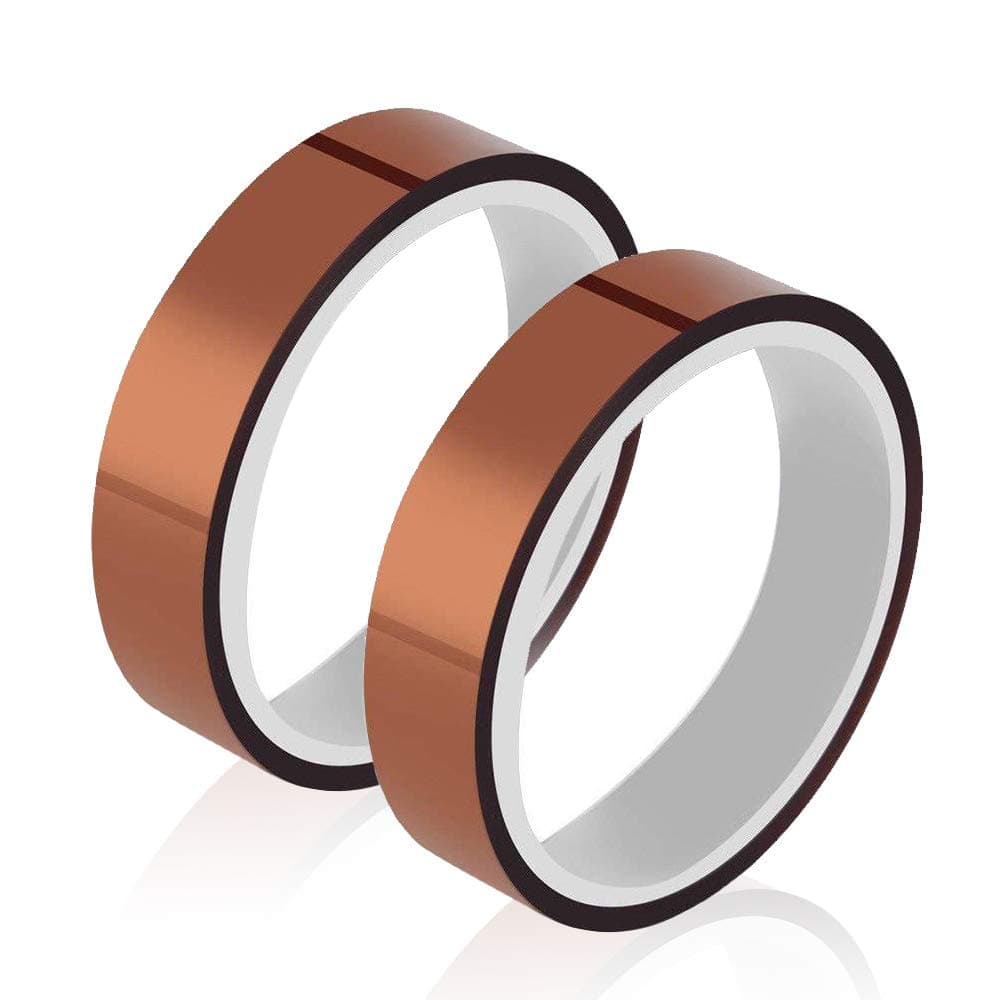 2 Rolls High Temperature Heat Resistant Tape, Polyimide High Temperature Resistant Tape Thermal Tape Heat Transfer Tape Heat Tape for Masking, Soldering, Electrical, 3D Printer (10mm x 33m)