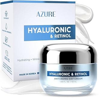 AZURE Hyaluronic & Retinol Anti Aging Day Cream - Rejuvenating & Hydrating | Reduces Wrinkles, Creases & Fine Lines | Evens Skin Tone & Dark Spots | Made in Korea - 50mL