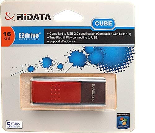 RiDATA Cube 16GB USB Flash Drive (Red and Black)