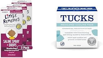 Saline Spray and Drops | Safe for Newborns | 0.5 Fl Oz (Pack of 3) + Tucks Medicated Cooling Pads, 100 Count
