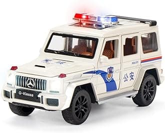 1:32 Mercedes Amg G63 Policetoy Car Metal Pull Back Diecast Car With Openable Door And Sound Light, Gifts Toys For Kids? ?,White