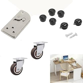 HOWHY 90° Rotating Table Hinges, Hardware for DIY Assembly of L-Shaped Desk and Cabinets，Table Extension, Multifunctional Folding Table Connect Hinges，Table not Included(Opens Right)