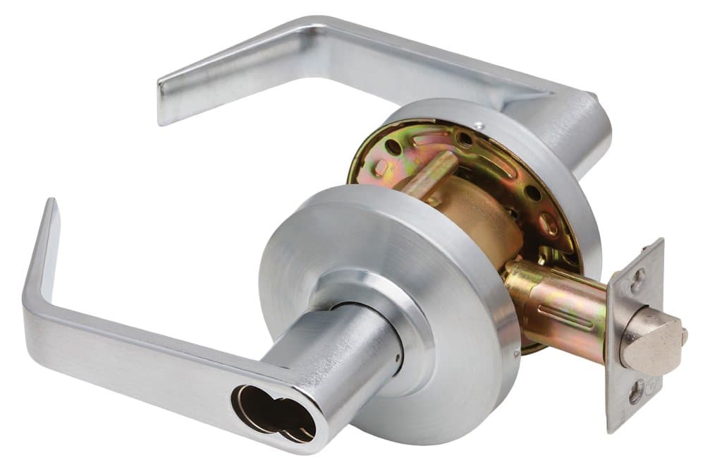 Dexter Commercial Hardware C2000-ENTR-R-605-SFIC Regular Lever, Non Handed, Grade 2, Less SFIC, Keyed Entry, Bright Brass