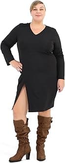 mysoft Women's Wide/Extra Wide Calf Knee High Boots Fashion Chunky Block Heel Pull On Winter Boots with Side Zippers