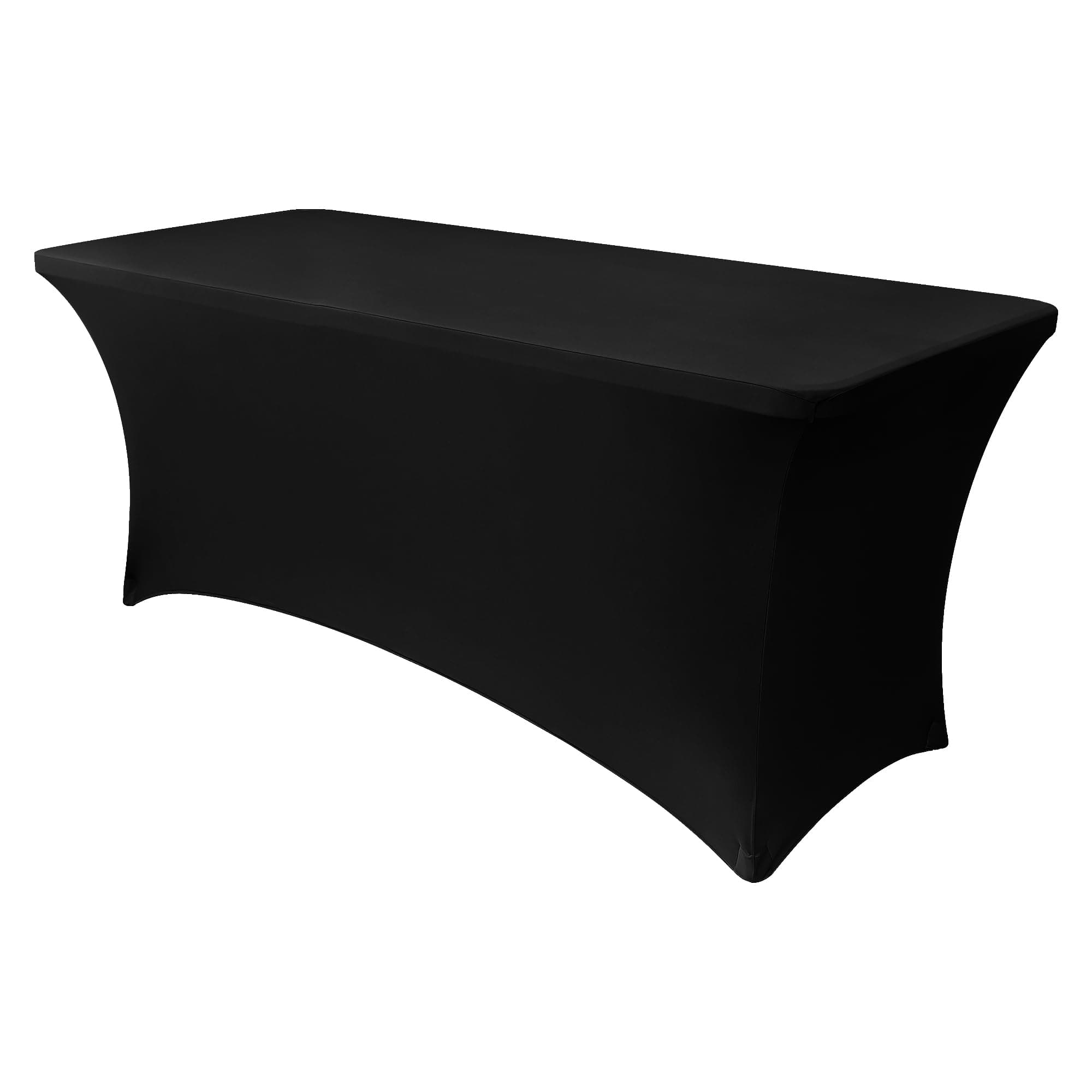 4ft Stretch Spandex Table Cover for Standard Folding Tables - Universal Rectangular Fitted Tablecloth Protector for Wedding, Banquet and Party ?Black, 48 Length x 24 Width x 30 Height Inches?