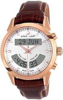 Alfajr Deluxe Watch with Leather bracelet for men WA-10B - Brown & White