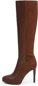 Modatope Knee High Boots Women Pointed Toe Stiletto Heel Fall Tall Boots Elastic Leather Long Boots Side Zipper