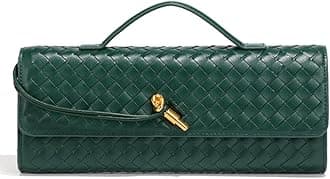 Trendy Woven Evening Clutch Purses Women Underarm Shoulder Handbag Cute Satchels Crossbody Purse PU Leather Wallet