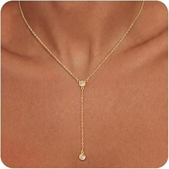 Dainty 14k Gold Plated/Silver Cubic Zirconia Necklaces for Women, Simple CZ Jewelry Necklaces Trendy Gifts