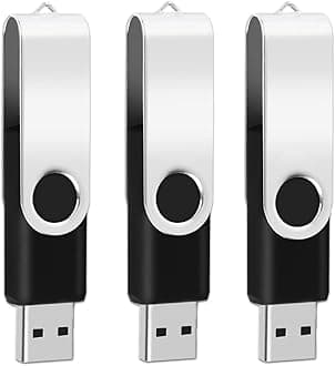 3PCS 1GB USB Flash Drive EASTBULL USB 2.0 Drive Swivel USB Stick Memory Stick Metal Pen Drive (Black)