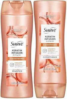 Suave Shampoo and Conditioner Set, Keratin Infusion, Smoothing – Keratin Hair Treatment & Detangler, 48H Frizz Control, Anti-Frizz Hair Products, 12.6 Oz Ea (2 Piece Set)