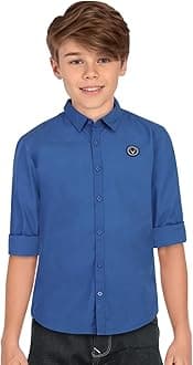 Allen Solly Boys’ Solid Shirt with Badge | Comfortable Fit, Soft Fabric, Ideal for Casual & Occasional Wear