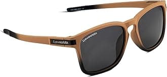 OKNO By Eyewearlabs | Polarized Sunglasses For Men And Women | For Driving, Sports and Adventure Activities | Black Lens | 100% UV Protection | Medium | Canyon Black, Brown, M