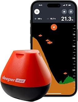Deeper DP2H10S10 Start Smart Fish Finder Castable Wi-Fi Fish Finder for Recreational Fishing from Dock, Shore or Bank, Black/Orange