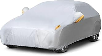 Waterproof Car Cover All Weather Snowproof UV Protection Windproof Outdoor Full car Cover, Universal Fit for Sedan (Fit Sedan Length 194-206 inch, All Silvery)