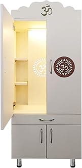 5X2 Ft Pre-Assembled temple for home with door | Puja Mandir for home big size | Pooja mandir with door big size | Mandir with doors for office | Large Devghar with LED lights Puja stand