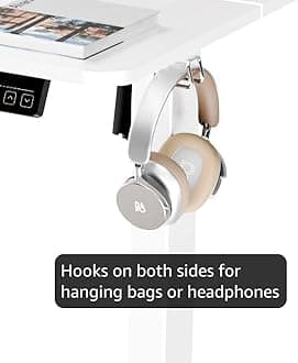 ERGOMAKER Electric Height Adjustable Standing Desk 110x60cm (43.3"x23.6"), Sit Stand Desk with Splicing Top for Home Office (White Frame + White Desktop)