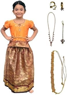 Vishyam Siya Traditional Pattu Pavadai Lehnga Choli Includes Jewelery Belt Embroidery Indian Cotton Round Neck Design Dress Ethnic Davani Chinna Complete Set